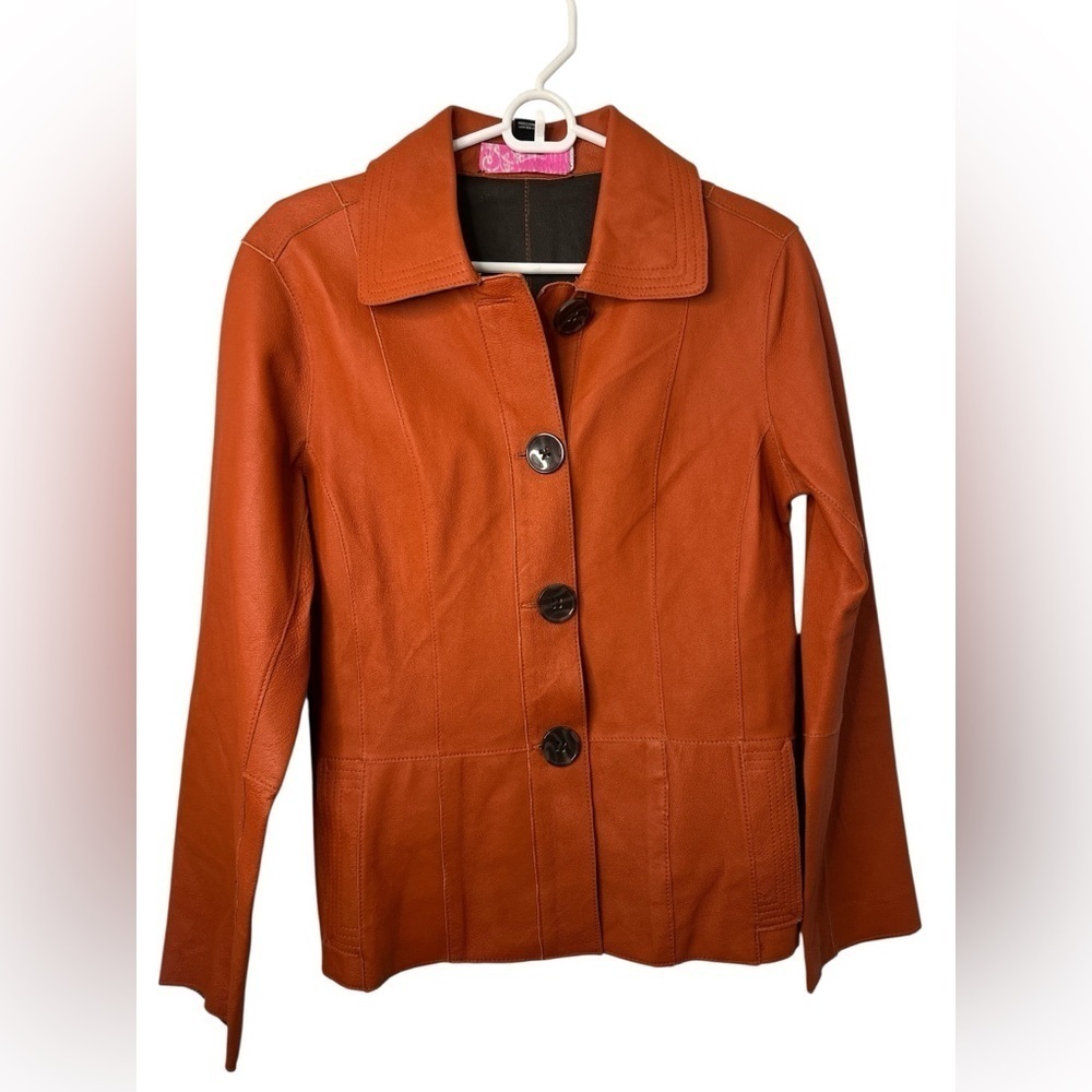 Peck & Peck Women's Leather Orange Jacket